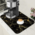 Mat Black and Gold Marble Coffee Bar Mat for Countertop