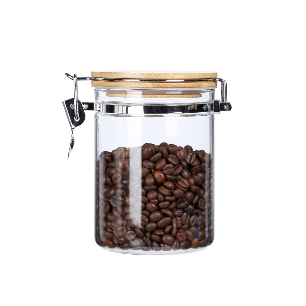 Kens Kitchen Glass Coffee Container with Bamboo Lids
