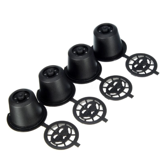 Reusable Coffee Capsule Set with Coffee Spoon (4 Pieces)